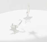 UltraFine Silver Star Motif Petite Hoop Earrings